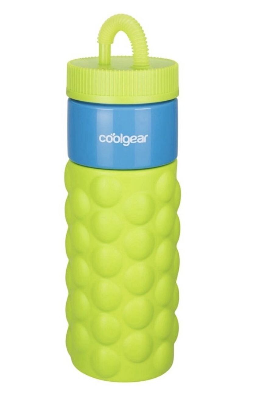 Cool Gear 24 oz Plastic Retro Foam Grip Water Bottle Bubble Green